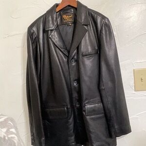 Reed men’s black leather jacket size L